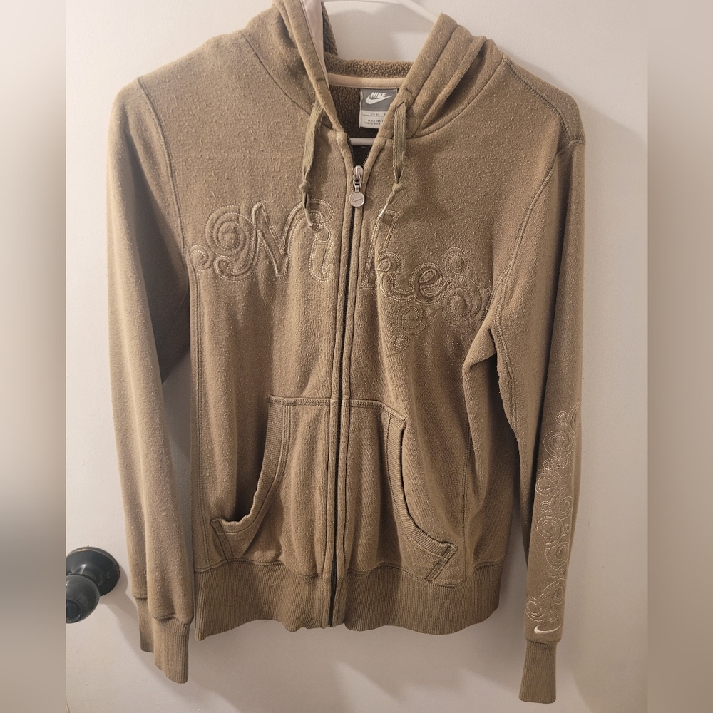 Y2k Tan Nike zipup hoodie women's size small